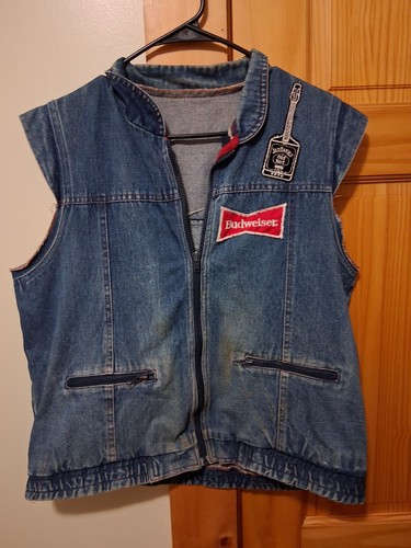 Vintage denim biker vest - denim,