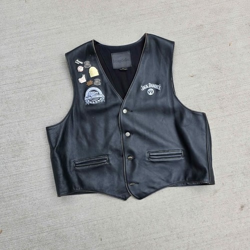 Leather biker vest - biker, jack